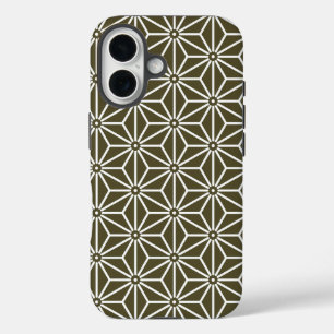 Oriental Green Matsuba Asanoha Japan Pattern iPhone 16 Case