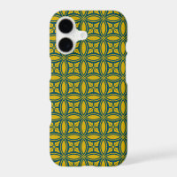 Oriental Green Mustard Japan Rosette Circle Patter