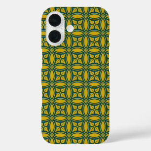 Oriental Green Mustard Japan Rosette Circle Patter iPhone 16 Case