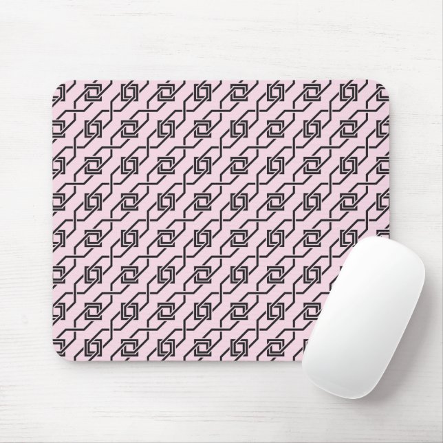 Oriental Grey Pink Japan Yukata Geometric Pattern Mouse Mat (With Mouse)