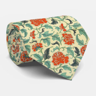 Oriental Inspired Floral Pattern Men's Tie