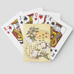 Oriental japanese camelia flowers vintage art playing cards