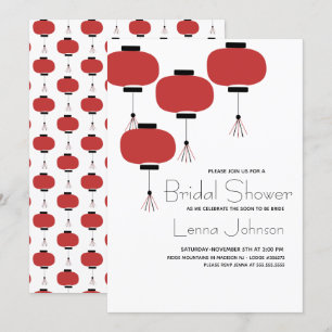 Oriental Japanese Chinese Lamp Bridal Shower   Invitation