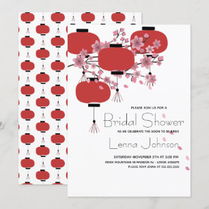 Oriental Japanese Chinese Lamp Sakura Bridal  Invitation