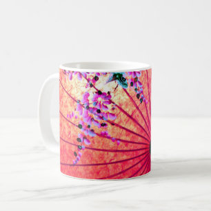 Oriental japanese floral pink parasol coffee mug