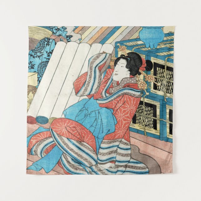Oriental japanese lady in kimono maiko geisha tapestry (Front)