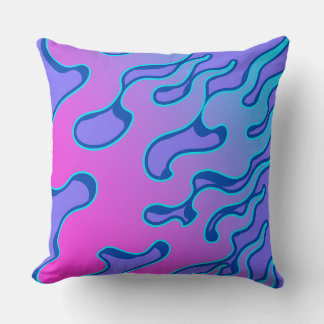 Oriental Japanese Neon Flame Pattern Cushion