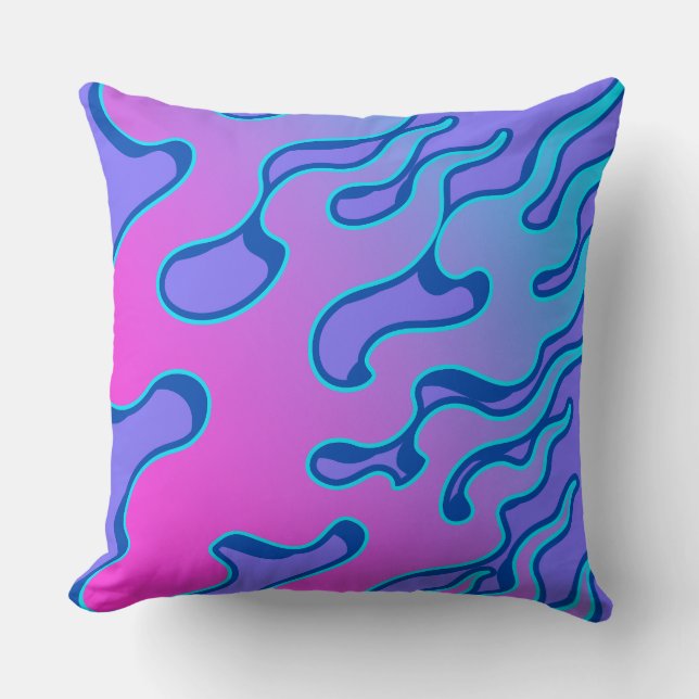 Oriental Japanese Neon Flame Pattern Cushion (Front)