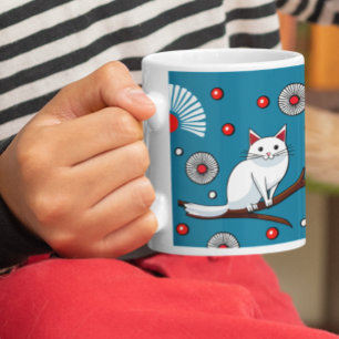 Oriental Japanese White Cat Coffee Mug
