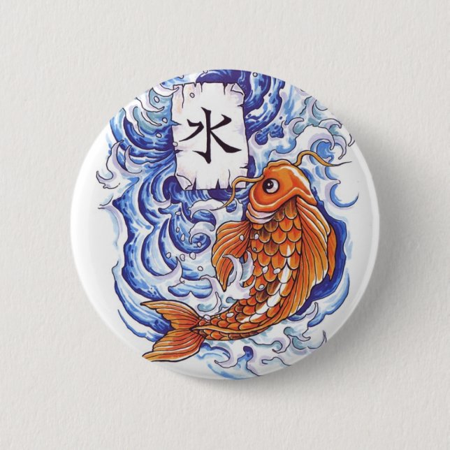 oriental koi 6 cm round badge (Front)
