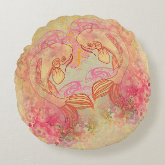 Oriental Koi Carp, Round Cushions