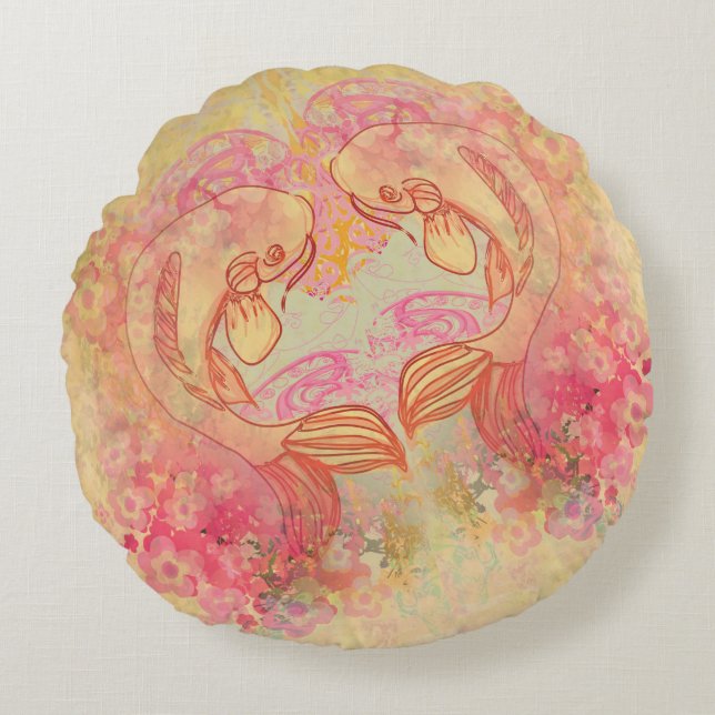 Oriental Koi Carp, Round Cushions (Front)