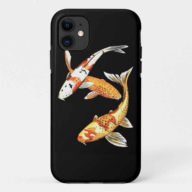 Oriental Koi Goldfish on Black Case-Mate iPhone Case (Back)