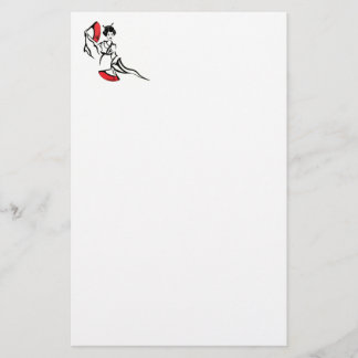 Oriental Lady with red fans Stationery