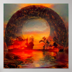 Oriental landscape poster