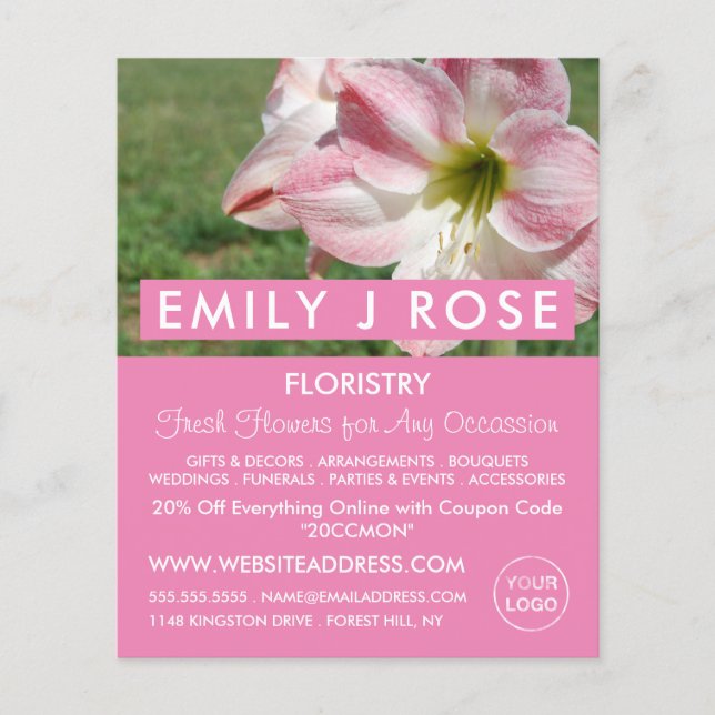 Oriental lilies, Florist, Floristry Advertising Flyer (Front)