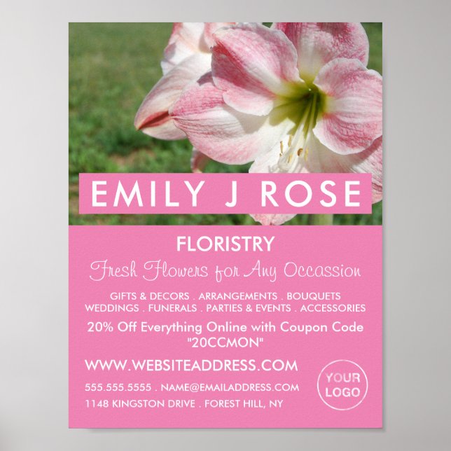 Oriental lilies, Florist, Floristry Advertising Poster (Front)