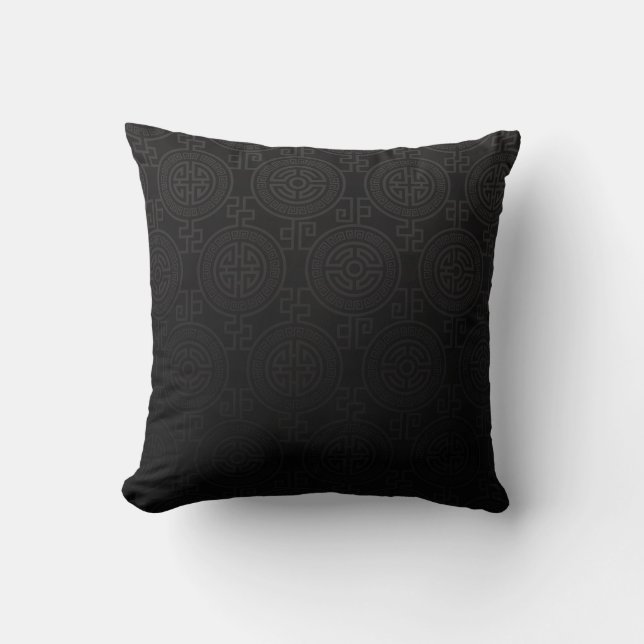 Oriental Long Life Symbol jacquard | black Cushion (Front)