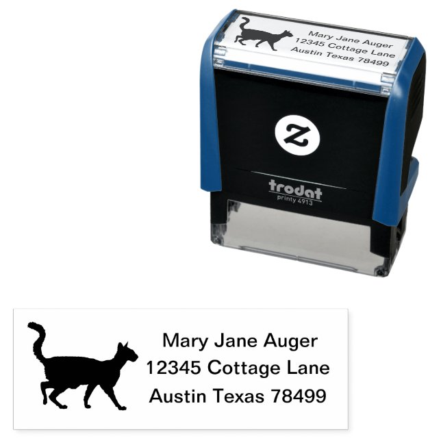 Oriental  Longhair Cat Personalised  Self-inking Stamp (In Situ)