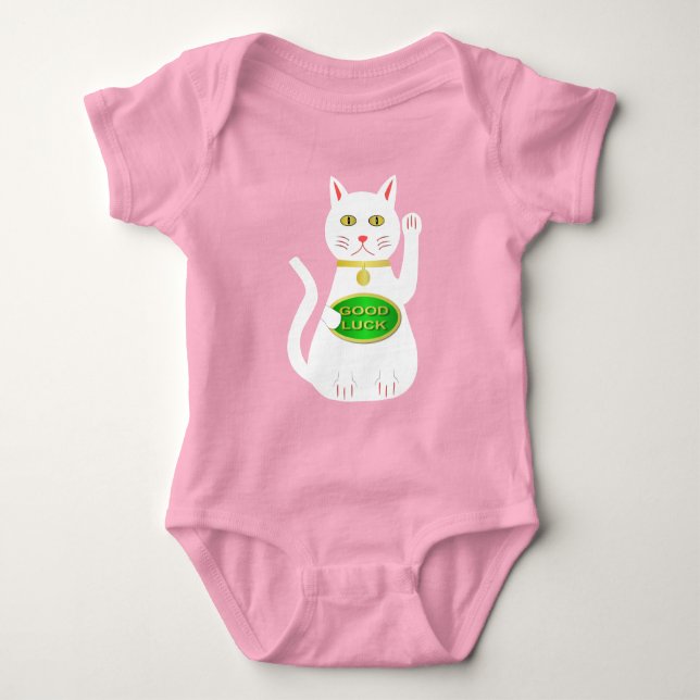 Oriental Lucky Cat Baby Bodysuit (Front)