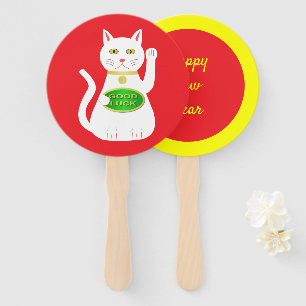Oriental Lucky Cat Custom Chinese New Year Hand Fan