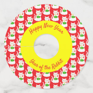 Oriental Lucky Cat Custom Chinese New Year Wine Glass Tag