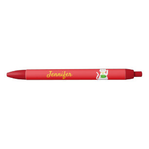 Oriental Lucky Cat Custom Name Black Ink Pen