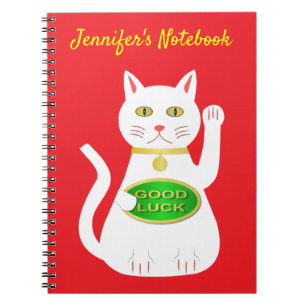 Oriental Lucky Cat Custom Notebook