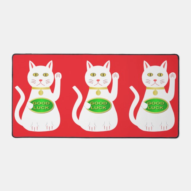 Oriental Lucky Cat Desk Mat (Front)