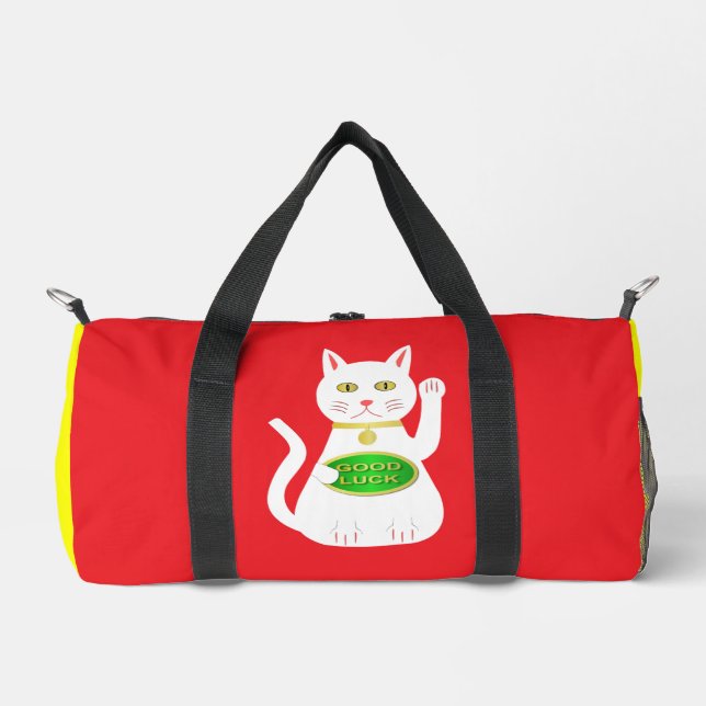 Oriental Lucky Cat Duffle Bag (Front)