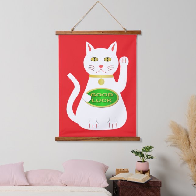 Oriental Lucky Cat Hanging Tapestry (Bedroom)