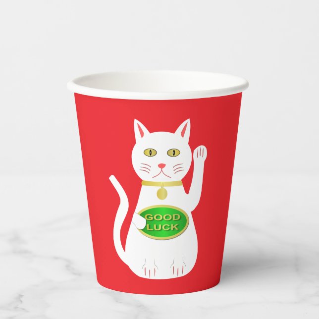 Oriental Lucky Cat Paper Cups (Front)
