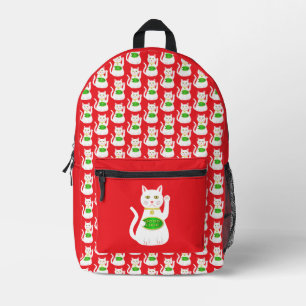 Oriental Lucky Cat Printed Backpack