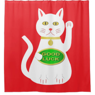 Oriental Lucky Cat Shower Curtain