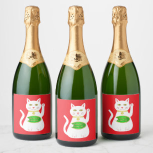 Oriental Lucky Cat Sparkling Wine Label
