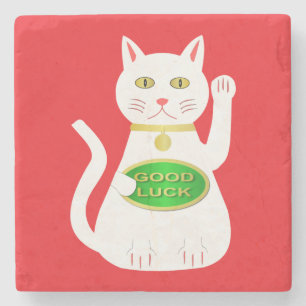 Oriental Lucky Cat Stone Coaster
