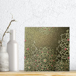 Oriental Luxury Indian Gold Jewelled Floral Mandal Tile<br><div class="desc">Exquisite ceramic tile design exuding luxury,  showcasing intricate floral mandalas adorned with faux gold accents and complemented by captivating red gemstones.</div>