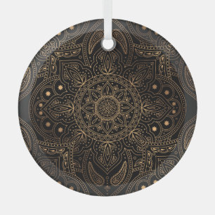 Oriental Mandala, Luxury Vintage Pattern. Glass Tree Decoration