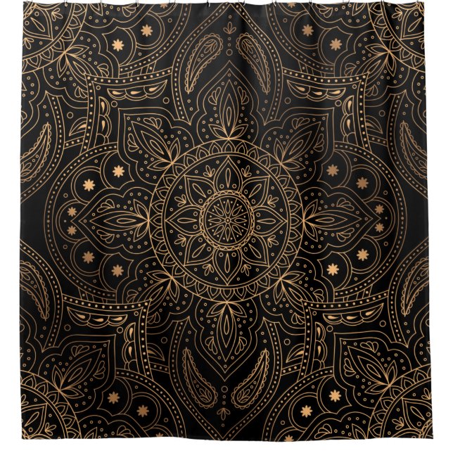 Oriental mandala royal seamless pattern shower curtain (Front)