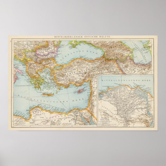 Oriental Mediterranean Map Poster (Front)