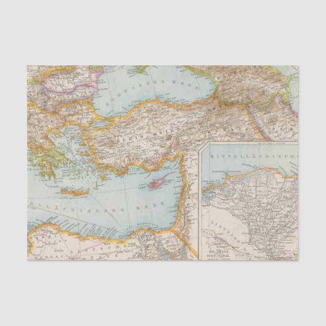 Oriental Mediterranean Map Tissue Paper (Front)