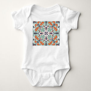 Oriental Moroccan Tile Floral Design Baby Bodysuit
