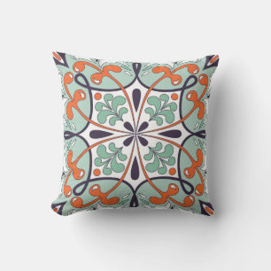 Oriental Moroccan Tile Floral Design Cushion