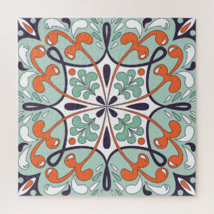Oriental Moroccan Tile Floral Design Jigsaw Puzzle