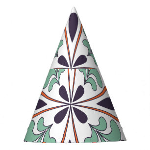 Oriental Moroccan Tile Floral Design Party Hat