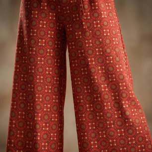Oriental Mosaic Red Geometric Pattern Fabric