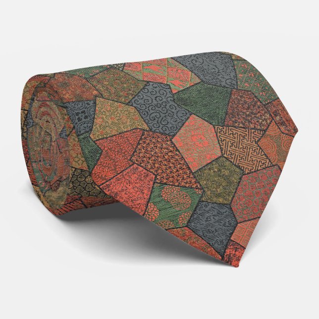Oriental Mosaic – Vintage Geometry Tie (Rolled)