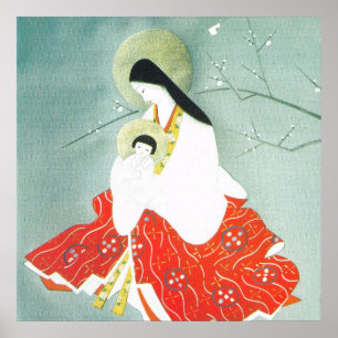 Oriental nativity scene, Mary and Jesus, Poster