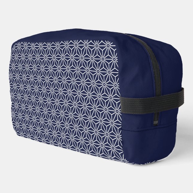 Oriental Navy Blue Asanoha Japan Pattern Dopp Kit (Left Corner)