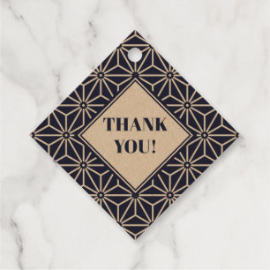 Oriental Navy Blue Asanoha Japan Pattern Favour Tags